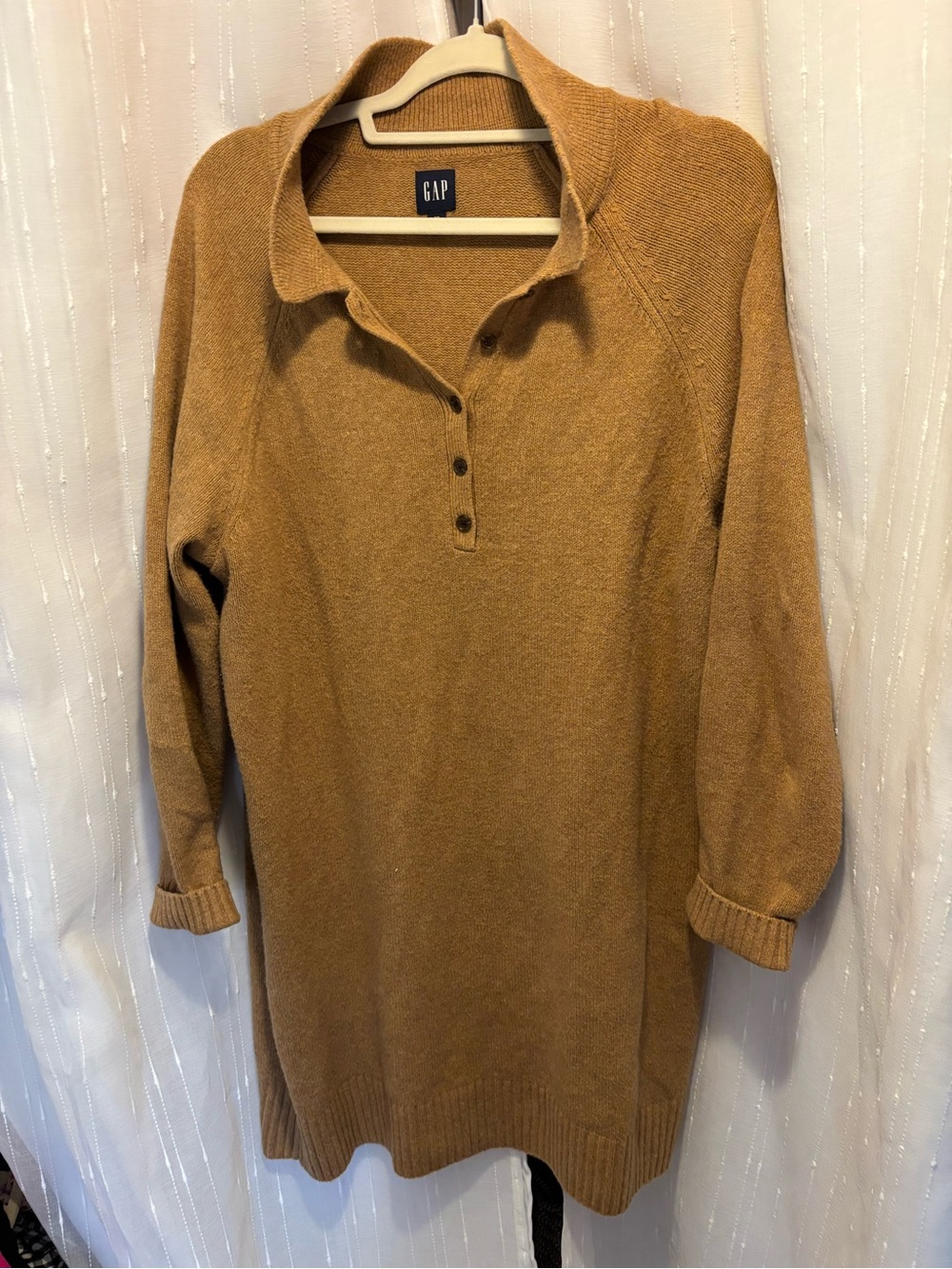 GAP Camel Button Polo Knit Sweater Dress